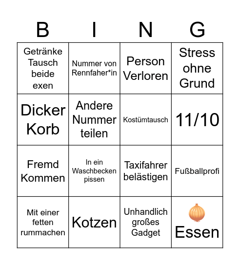 Karneval Bingo Card
