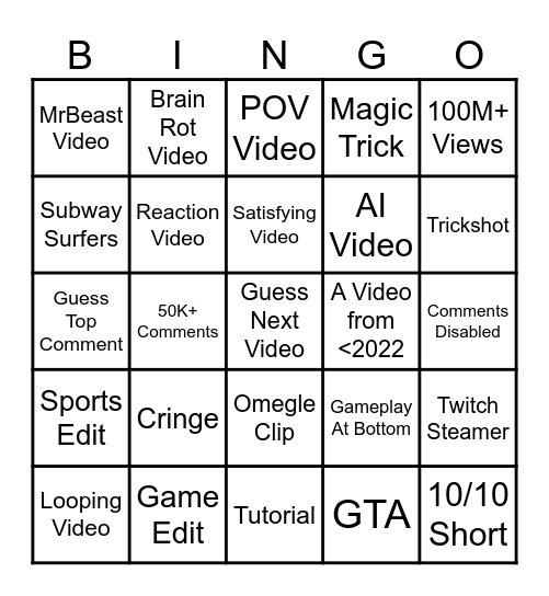 Untitled Bingo Card