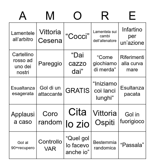 Cesena Bingo Card Bingo Card