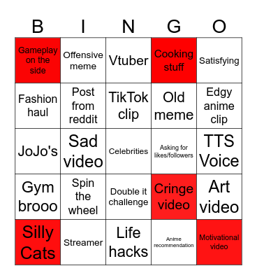 Instagram Reels bingo Card