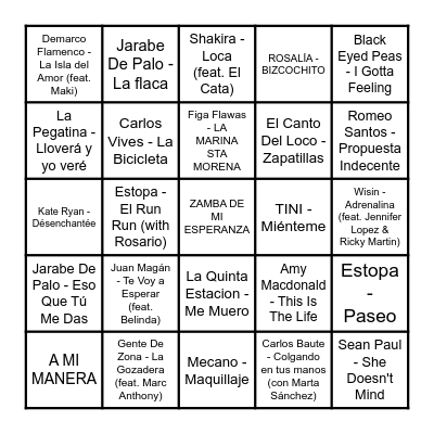 BINGO MUSICAL Bingo Card