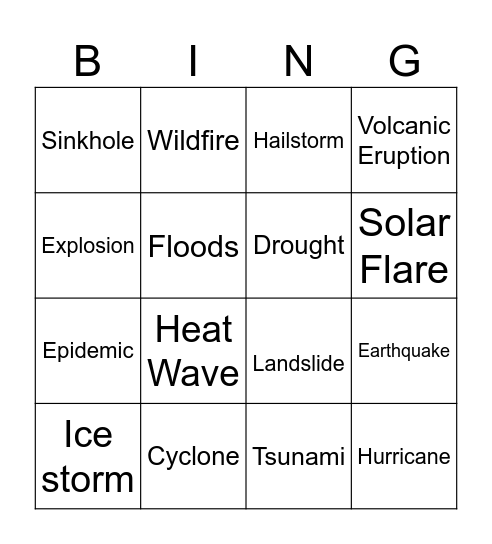 2025 Townsville Disaster Bingo Card
