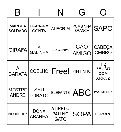 MUSIQUINHAS MIX BINGO! Bingo Card