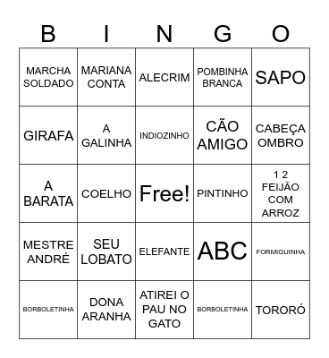 MUSIQUINHAS MIX BINGO! Bingo Card