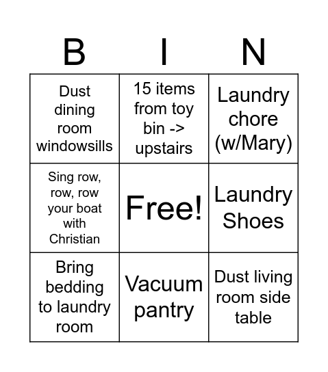 Luke Bingo Card