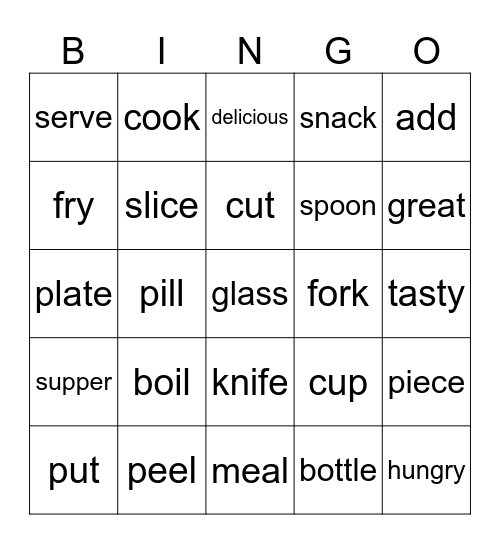 FOOD 2 Bingo Card