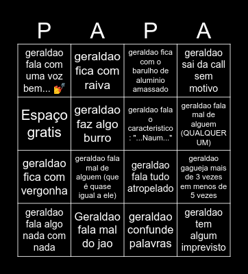 É muita melodiah Bingo Card