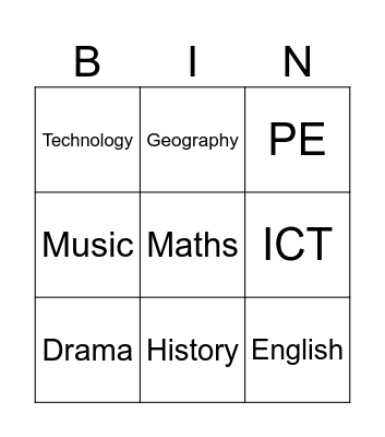 Was ist dein Lieblingsfach? Bingo Card