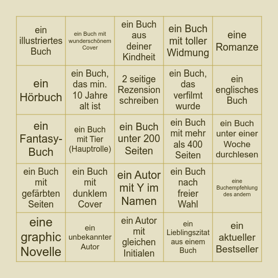Buch Bingo 2025 Bingo Card