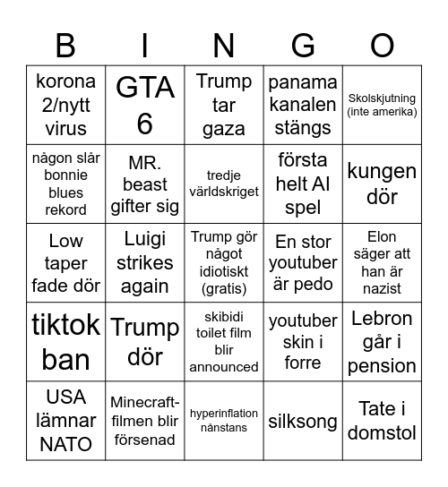 2025 bingo Card