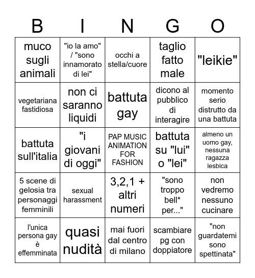PAP PAP PAP MUSIC Bingo Card
