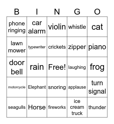 Sound Bingo Card