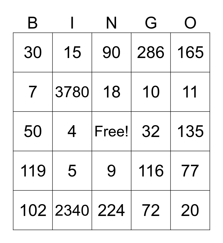 8.1-8.3 Quad Review Bingo Card