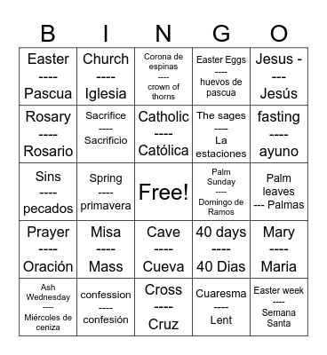 Cuaresma Bingo Card