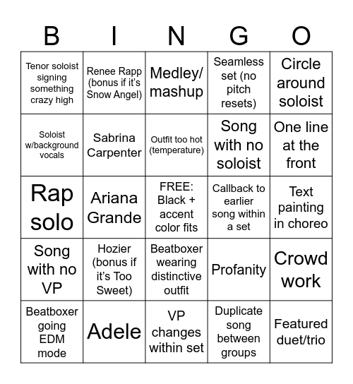 ICCAs 2025 Bingo Card