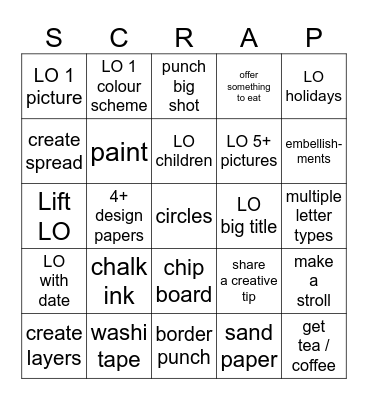 20 years Scrappoedies Bingo Card