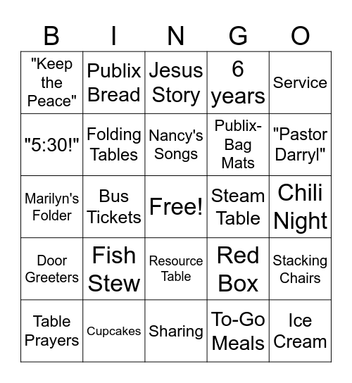 The Table Bingo Card