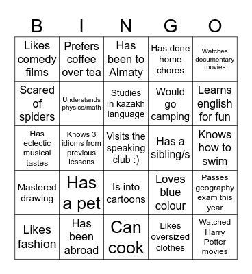 Find a person who… Bingo Card