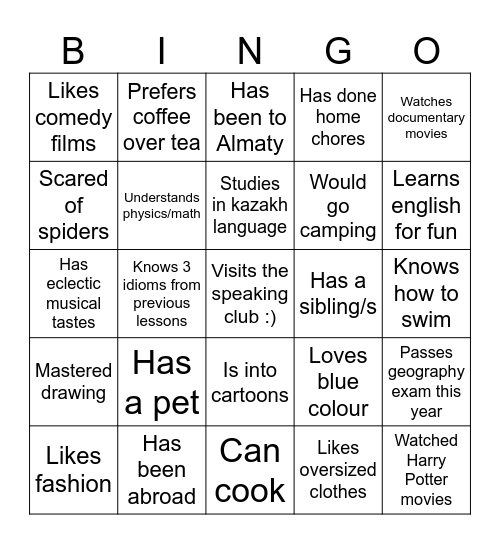 Find a person who… Bingo Card