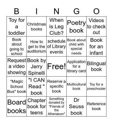 Library Bingo Card