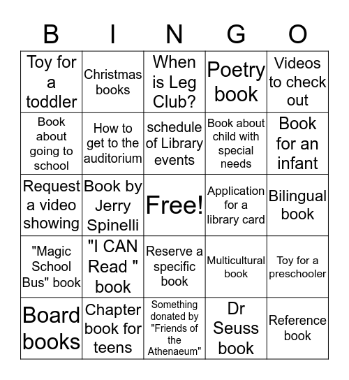 Library Bingo Card