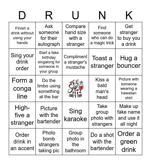 Sip Sip does NYC Bingo Card