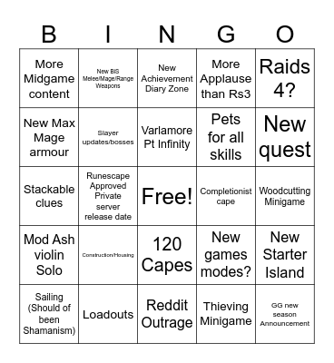 Runefest Bingo Card