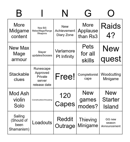Runefest Bingo Card