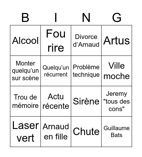 Test Bingo Card