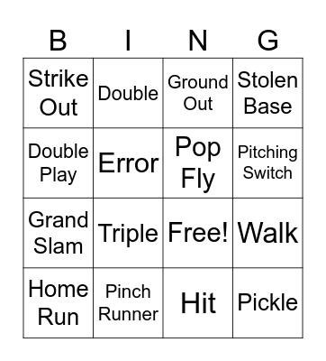 SOFTBALL BINGO Card