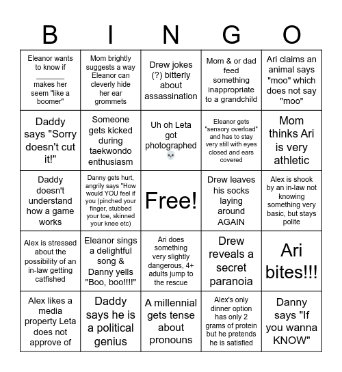 Davis Family and Beyond Bingo Card