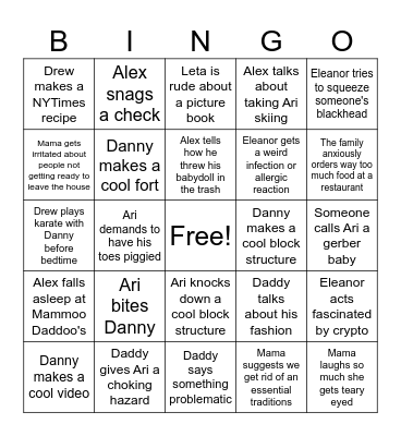 Family Bingo Card