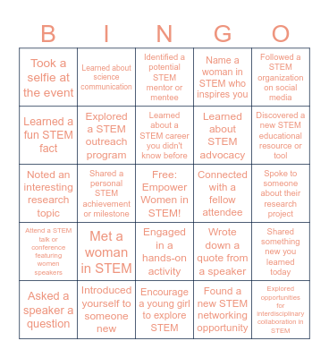 STEMinism - Advocating for Excellence in STEM Bingo Card