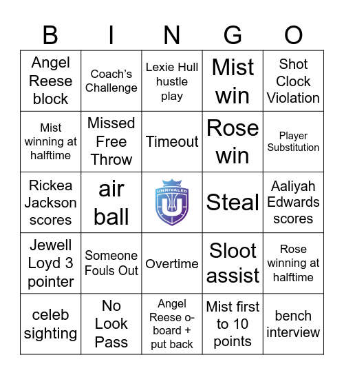 UNRIVALED Bingo Card