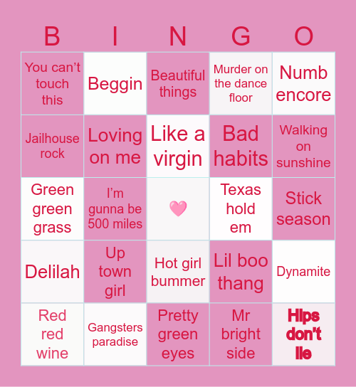 Sarah’s squeaky voice bingo Card