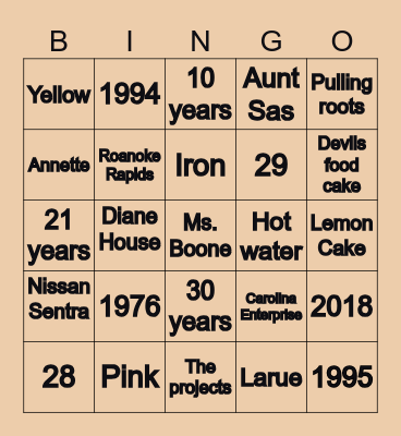 Keysha, Keysha, It's Really Nice to Meet Ya. Bingo Card