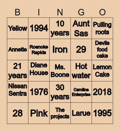 Keysha, Keysha, It's Really Nice to Meet Ya. Bingo Card