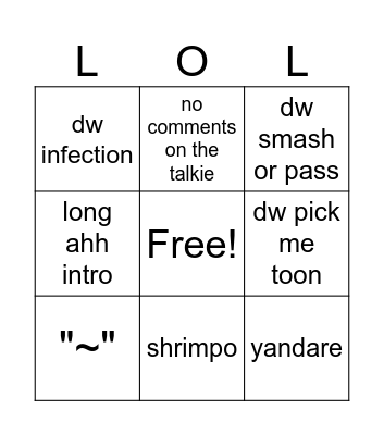 dw talkie bingo 3x3 Bingo Card