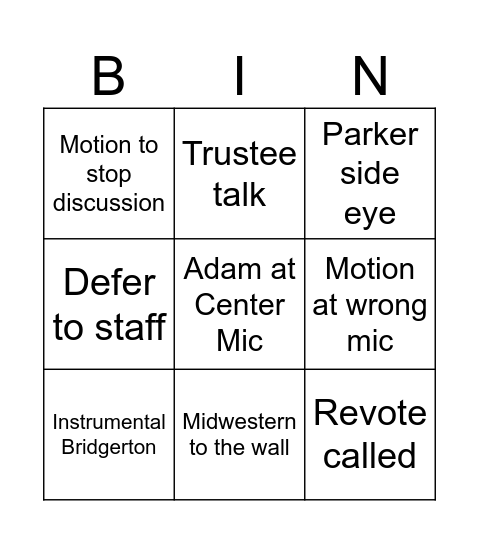 Annual Session BINGO Card