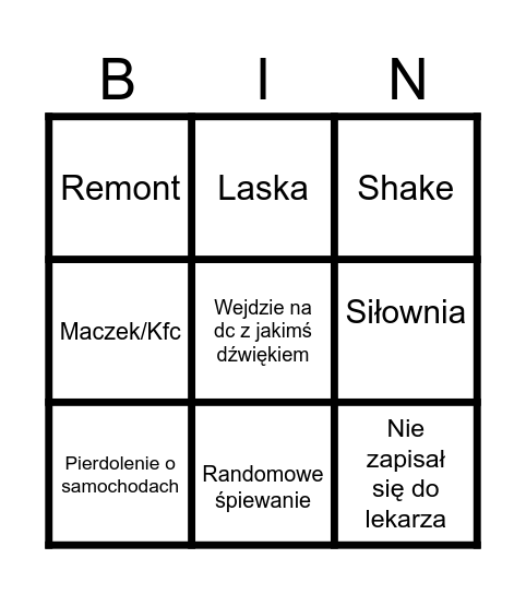 Kaczmar Bingo Card