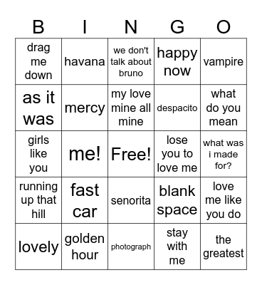 Mrs. Wilson's Bingo Card