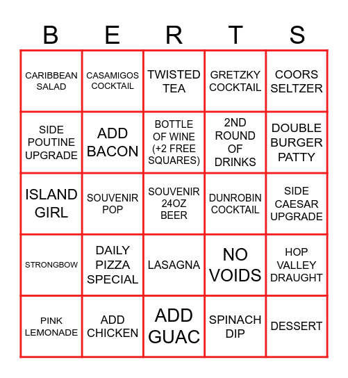 SERVER BINGO Card