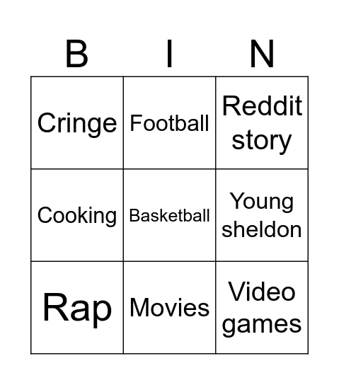 Yt shorts Bingo Card