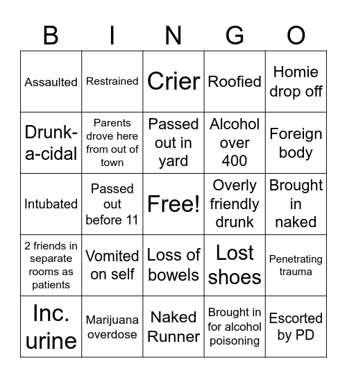 Fake Pattys Day Bingo Card