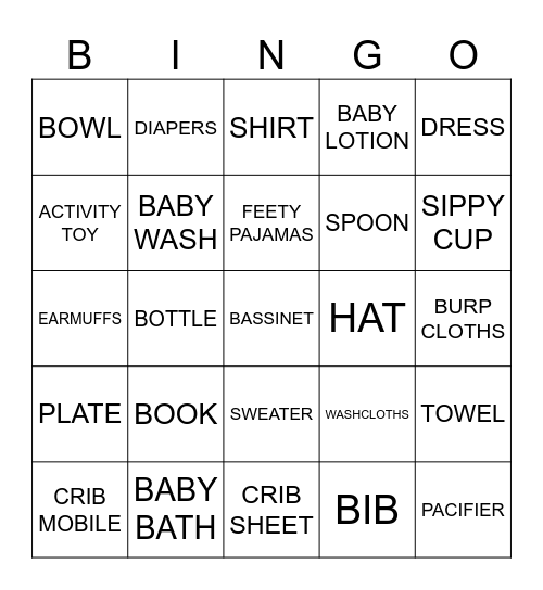 Baby Gift Bingo Card