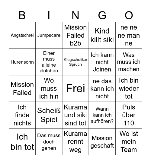 Horror Bingo Siki Bingo Card
