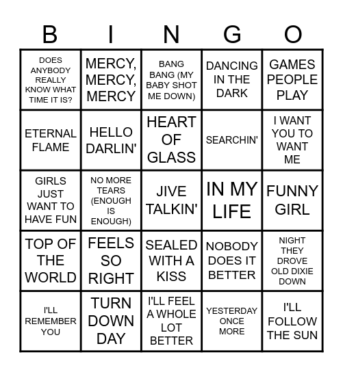 MB #77  -  ANYTHING GOES Bingo Card