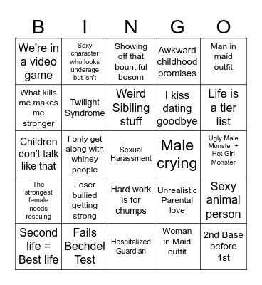 Anime Bingo Card