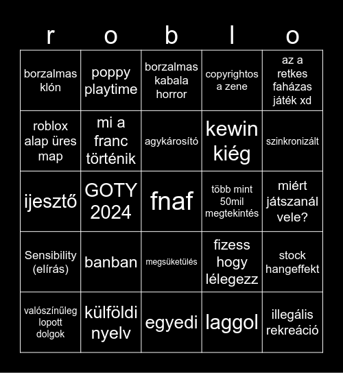 kewin bingo Card