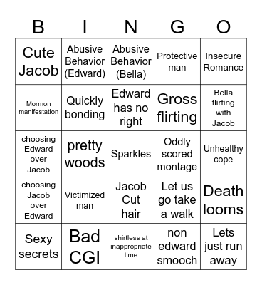 New Moon Bingo Card